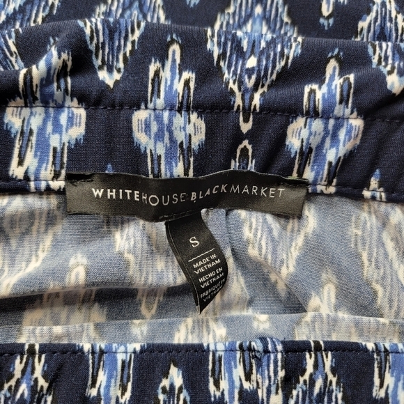 WHBM Blue Diamond Geometric Print Strapless Layered Blouse Size S - Picture 5 of 8